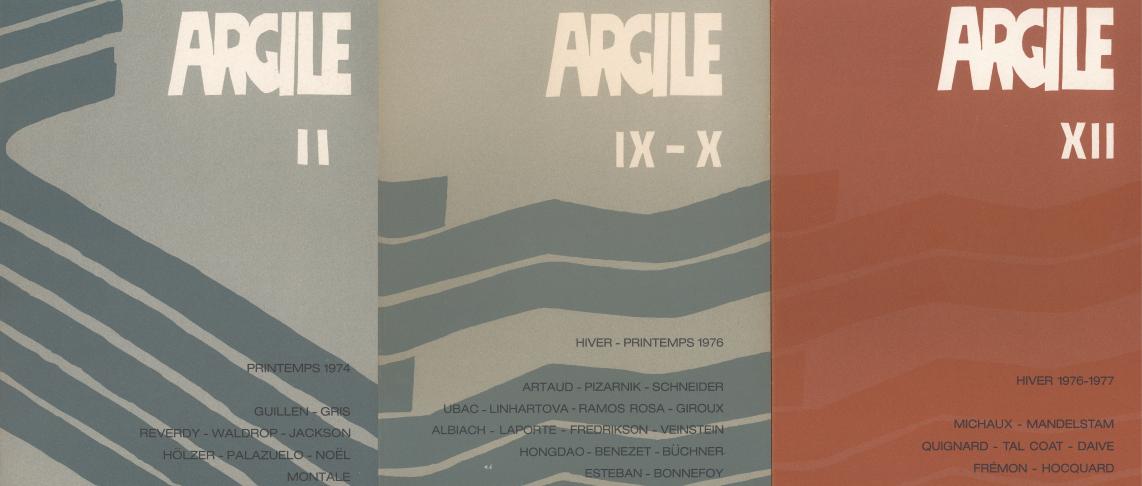 Argile, Paris, Maeght, n° 1, 2, 1973-1975 Bibliothèque Ulm-LSH, en traitement - Don de Madame Christine Jouishomme