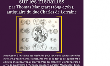 Affiche livre du mois  Introduction à la science des médailles (1763).