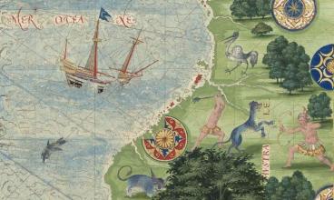 Guillaume Letestu, Cosmographie universelle, 1555. Service historique de la Défense, D.1.Z14, f39v . Disponible en ligne sur gallica.bnf.fr